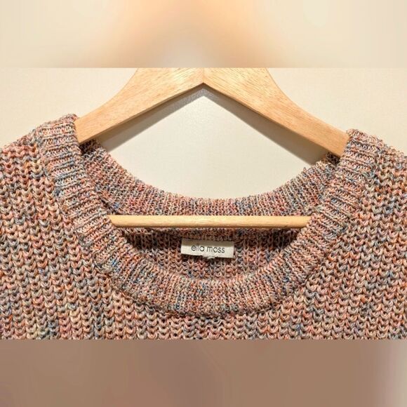 $5 Item! Ella Moss Junior XL Coral Flame Pink and Blue Rainbow Knit Sweater Vest - Picture 3 of 6